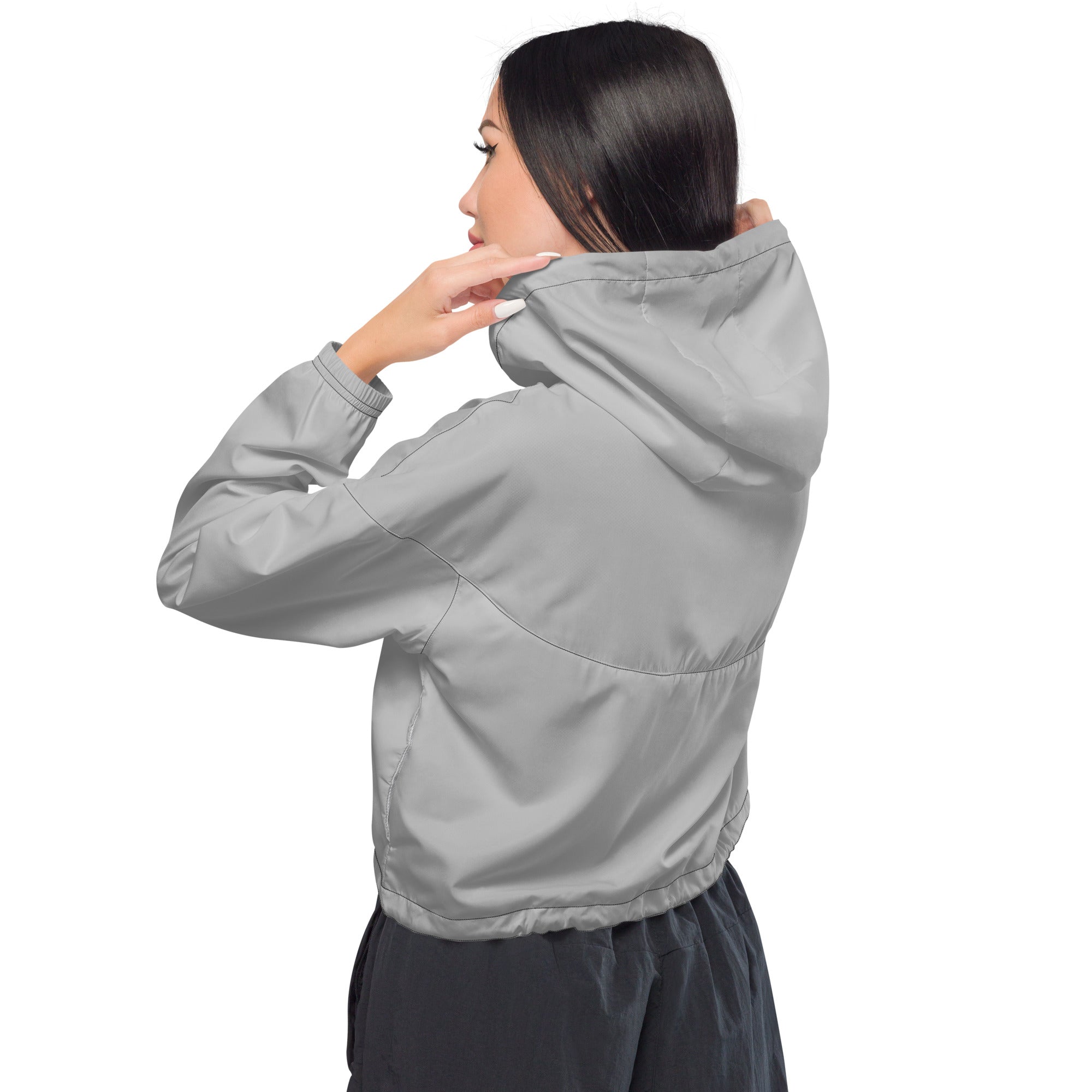 Silver Grey Cropped Windbreaker